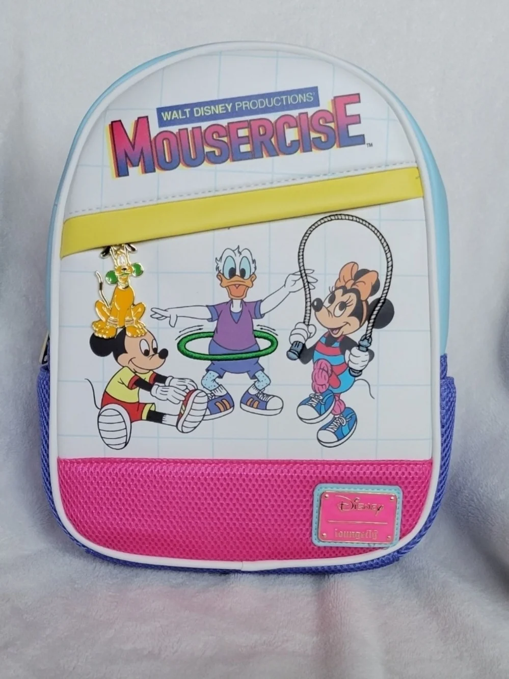 Disney Mousercise Mini Backpack - Light Blue, Pink & Yellow